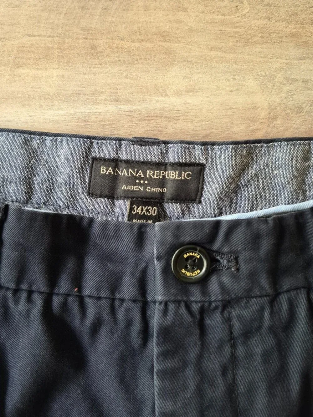 Banana Republic Aiden Chino Pants Mens 34x30 Navy Blue Straight Leg